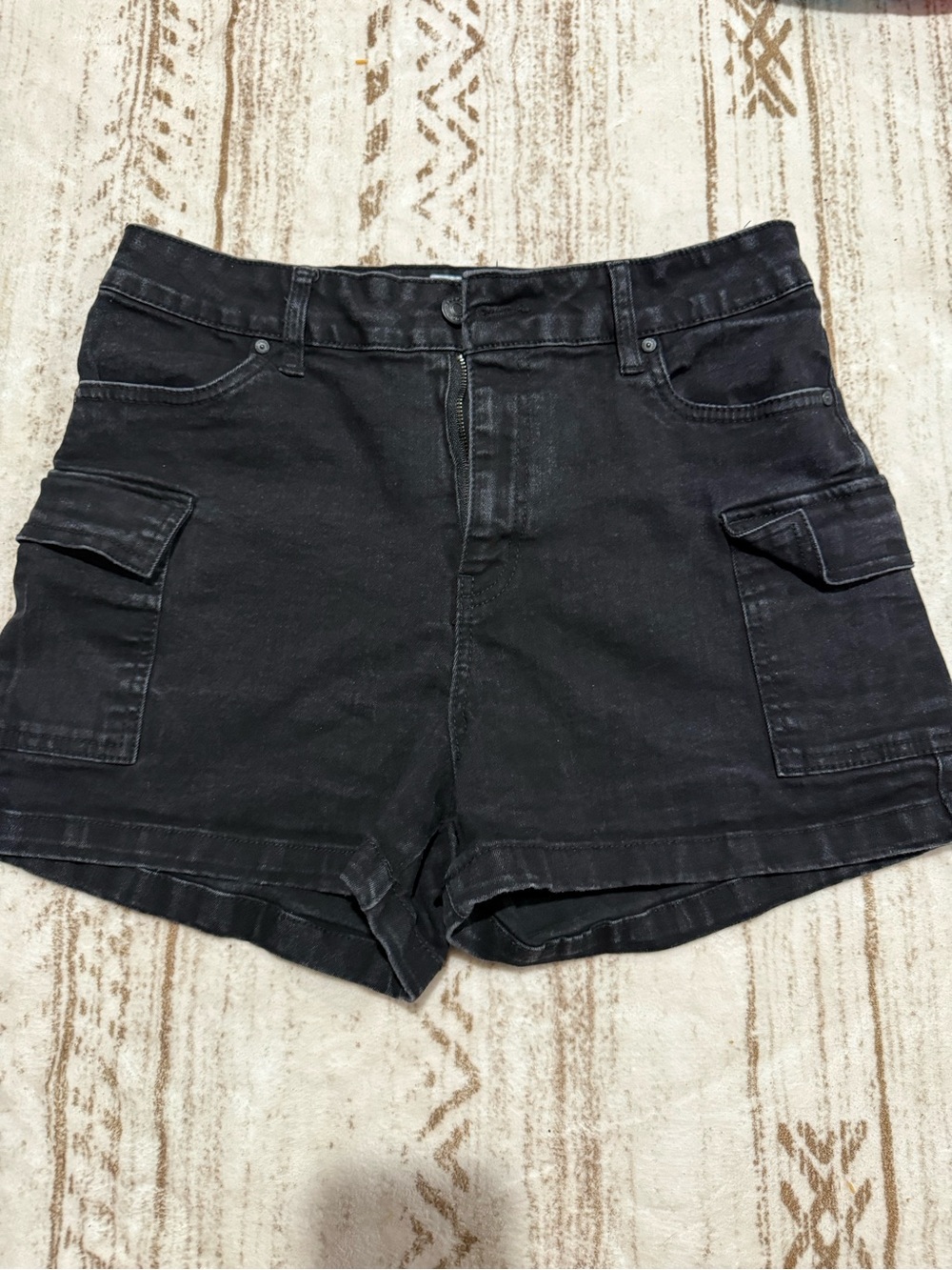 Women's Black Cargo Denim Shorts